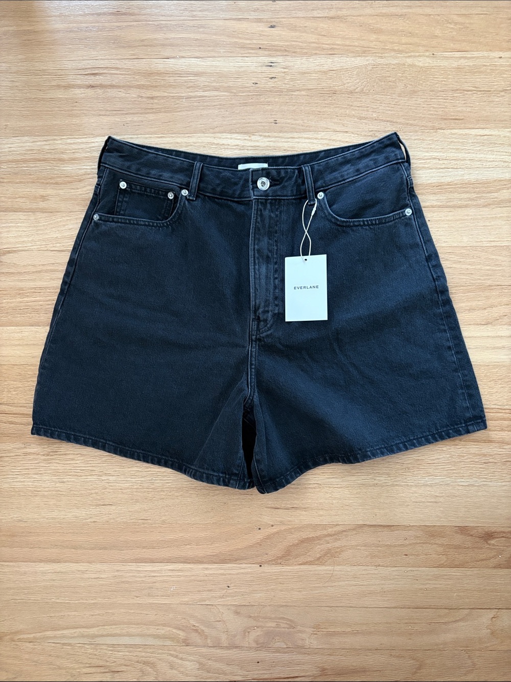 Everlane Black A-Line Denim Shorts